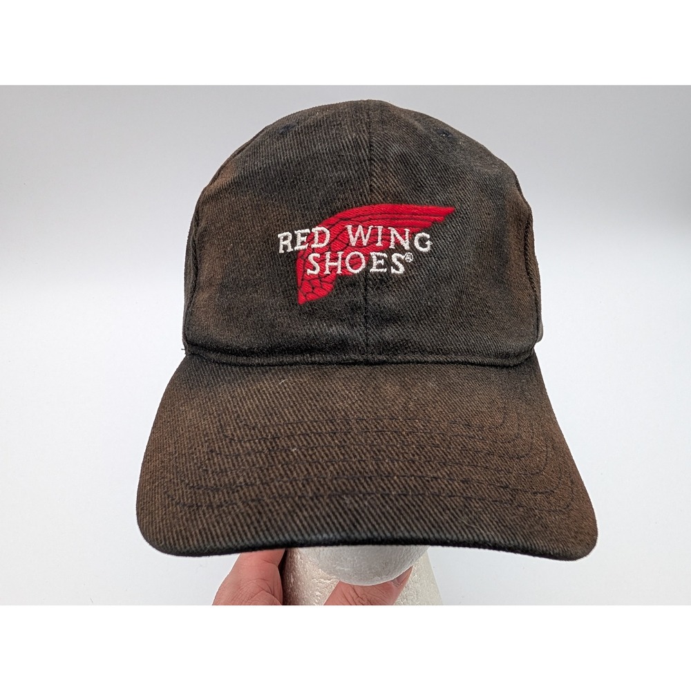 Red Wing Shoes Hat Mens Brown Distressed Faded Logo Baseball Cap Adjustable